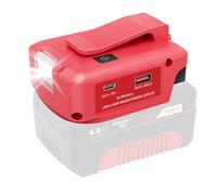 Waitley USB Adapter for Einhell 18 V Battery, with LED Work Light, 12 V DC Output, 2 USB Ports & Belt Clip, Mobile Charger for Smartphone and Tablet (Battery Not Included)