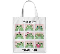 WAITPI Toad Frog Canvas Tote Bag Gifts for Toad Frog Lovers Owner, Funny Quotes This Is My Toad Bag Tote Bags, Cute Aesthetic Reusable Tote Bag for Shopping Camping, Multicolor, 38cmx40cm