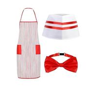 Waitress Costume - Waitress Popcorn Uniform Retro Carnival Outfit Theatre Cinema Style Classic Red Vest | Festive Role Play Clothing for Birthdays, Festivals, Parties, Christmas, Halloween