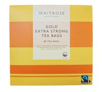 Waitrose Gold Extra Strong Tea Bags 80 Pack Full of Flavoured & Refreshing Blend Of Assam & East African Teas