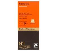 Waitrose No.1 Sumatra Dark Roast Ground Coffee Capsules, 10 Capsules, Fairtrade, Nespresso Compatible (1 Pack)