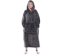 Waitu Wearable Blanket Snuggle Hoody Blanket for Adult and Child, Super Warm and Cozy Blanket Hoodie for Women and Men, Fleece Blanket with Sleeves and Giant Pocket - Dark Gray