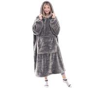 Waitu Wearable Blanket Sweatshirt for Women and Men, Super Warm and Cozy Big Blanket Hoodie, Thick Flannel Blanket with Sleeves and Giant Pocket - Gray