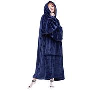 Waitu Wearable Blanket Sweatshirt Gifts for Women and Men, Super Warm and Cozy Big Blanket Hoodie, Thick Flannel Blanket with Sleeves and Giant Pocket - Navy