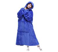 Waitu Wearable Blanket Sweatshirt Gifts for Women and Men, Super Warm and Cozy Giant Blanket Hoodie, Thick Flannel Blanket with Sleeves and Giant Pocket - Blue