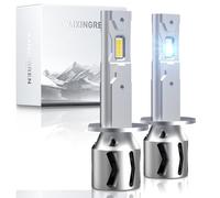 WAIXINGREN H1 Led Headlight Bulb, 6500K Cool White, 60W 26000LM Headlight Bulb with Fan, No Adapter Required, Plug and Play Easy Installation, Pack of 2 (H1)