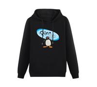 WAIXUXE Men'S Cartoon Pingu Hoody Hoodie Long Sleeve Black