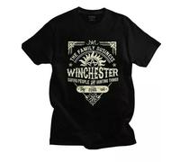 WAIXUXE Supernatural Winchester Family Business Saving People and Hunting Things T Shirt Black