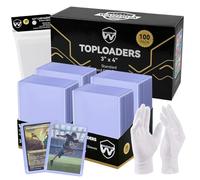 WAIZHIUA 100 Pcs PRO Toploaders - 3x4 Standard Trading Card Sleeves, Top Loaders wtih 100 Penny Sleeves and Gloves, Semi Rigid Card Holders Fit for Sports, Game, MTG, Football Cards