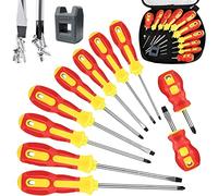 WAIZHIUA 10Pcs Screwdriver Set, Heavy Duty Magnetic Screwdriver with 5 Flat & 5 Cross Head Ergonomic Soft Grip Hand Tools, 5 Size