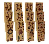 WAIZHIUA 12Pcs Reusable Kraft Paper Wine Gift Bags - Xmas Wine Bags with Handle for Whiskey, Spirits, Champagne - 4 Pattern