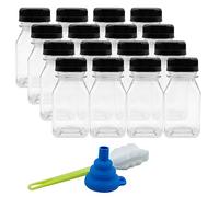 WAIZHIUA 16Pcs Shot Bottles with Lids - 125ml/4oz Reusable Juice Bottles, Plastic Empty Drink Bottle with Caps Brush & Funnel for Storing Juices Milk Smoothie Water Homemade Beverages