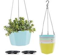 WAIZHIUA 6Pcs Hanging Planter Pot, 15cm Plastic Hanging Basket Flower Pot Plant Holder with Chain Hooks for Indoor Outdoor Garden House Porch Decor (6 Colours)