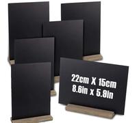 WAIZHIUA 6Pcs Mini Chalkboard Signs, Double Sided Wooden Blackboard Message Tabletop Boards with Wooden Stands Base for School Wedding Birthday Bar and Party Event Decoration