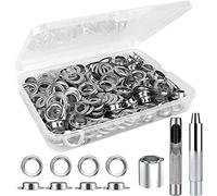 WAIZHIUA Grommet Tool Kit, 120 Pieces Metal Eyelets Washers Set with Pliers, Adjustment Tool & Storage Box, for Tarpaulin, Paper, Leather, Fabric, Curtain, Pool Cover