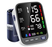 WAJ New Generation Blood Pressure Monitors with 6.4" Super Large LED Display & Wide Range Cuff (22-42cm), Accurate Home Use BP Machine, 2* 120 Sets Memory, Heart Rate & Hypertension Indicator (White)