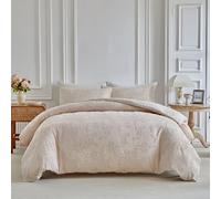 Wajade Bow King Duvet Set with 2 Pillowcases Coverless Duvet with Beige Bow Pattern Washable Reversible All Seasons Lightweight Warm - 220 x 240cm