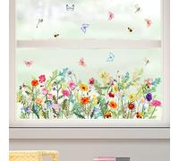 Wajade Garden Flowers Wall Decals Watercolor Colorful Floral and Butterflies Wall Stickers Removable Self-Adhesive Wall Mural Wall Art for Living Room Bedroom Hallway