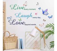Wajade Live Laugh Love Wall Sticker Motivational Wall Stickers Quotes Inspirational Wall Decals for DIY Home Decoration for Bedroom Living Room