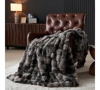 Wajade Luxury Fluffy Rabbit Fur Throw Blanket Super Soft Faux Fur Blanket Warm Fuzzy Large Blanket for Bed Couch Car Cozy,Ombre Dark Gray 127x153CM