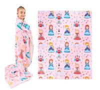 Wajade Princess Throw Blanket for Girls Birthday for Kids Age 1 2 3 4 5 6 7 8 9 10 11 12 Soft Fleece Warm Bedding Blanket for Couch Sofa Travel-127 * 153