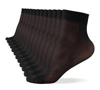 WAJIAFAR 12 Pack Women's Nylon Ankle Socks, Sheer Pop Nylon Socks, Silky Breathable Hosier (12 Pairs Black)