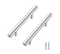 WAJJWI 1 Pair Furniture Handles Wardrobe Door Pull Stainless Steel Drawer Handle T Bar Straight Kitchen Long Cabinet Closet Knob for Cabinet Door Replacement(Silver 320mm)
