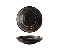 WAJJWI 1pc Creative Spiral Texture Ceramic Bowl Restaurant Thick Soup Bowl Salad Bowl Pasta Dessert Bowls Sushi Bowls Special Tableware for Salad(Black)