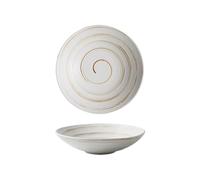 WAJJWI 1pc Creative Spiral Texture Ceramic Bowl Restaurant Thick Soup Bowl Salad Bowl Pasta Dessert Bowls Sushi Bowls Special Tableware for Salad(White)