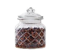 WAJJWI 2pcs Transparent Glass Sealed Jar Candy Honey Dried Fruit Bottle With Lid Storage 950ml Box Kitchen Supplies for Preserving Flour Nuts(Grid shape-650ML)
