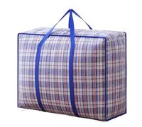 WAJJWI 3 Pcs Heavy-Duty Woven Moving Bags Bulk - Waterproof Dustproof Luggage Storage With Handles For Bedding & Relocation for Moving(Blue,S)