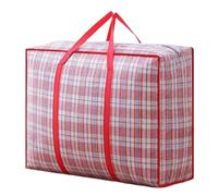 WAJJWI 3 Pcs Heavy-Duty Woven Moving Bags Bulk - Waterproof Dustproof Luggage Storage With Handles For Bedding & Relocation for Moving(Red,XXL)