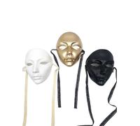 WAJJWI 3PCS Full-face Masquerade Ball Hip-hop Dance Mask, Black, White And Silver Pure Color Mask, Costume Performance Props for Costume Party Cosplay