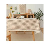 WAJJWI Cotton Linen Tablecloths Printed Lace Edge Square Table Cloth For Kitchen Dining Room Party Holiday Buffet Decor For Outdoor Party(Color 2,1Pc 140x160cm)