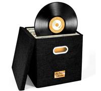 WAJJWI Vinyl Record Storage Box with Lid and Handle LP Albums Organizer Case for 12 Inch Album for Albums