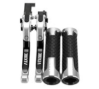 WAJUHJK Motorcycle Adjustable Brake Clutch Levers 7/8" 22MM Hand Grips Handlebar Ends for VTX1300C VTX 1300C VTX 1300 C 2004 2005(Silver)
