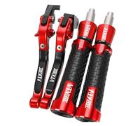 WAJUHJK Motorcycle Adjustable Brake Clutch Levers 7/8" 22MM Hand Grips Handlebar Ends for VTX1300C VTX 1300C VTX 1300 C 2004 2005(Red Red)