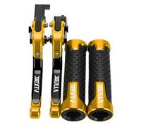 WAJUHJK Motorcycle Adjustable Brake Clutch Levers 7/8" 22MM Hand Grips Handlebar Ends for VTX1300C VTX 1300C VTX 1300 C 2004 2005(Gold)