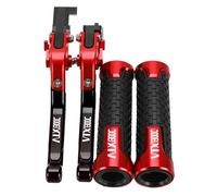 WAJUHJK Motorcycle Adjustable Brake Clutch Levers 7/8" 22MM Hand Grips Handlebar Ends for VTX1300C VTX 1300C VTX 1300 C 2004 2005(Black Red)