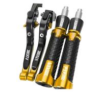 WAJUHJK Motorcycle Adjustable Brake Clutch Levers 7/8" 22MM Hand Grips Handlebar Ends for VTX1300C VTX 1300C VTX 1300 C 2004 2005(Black Gold)