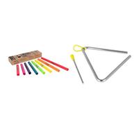 Wak-a-Tube Diatonic Percussion Tubes (Set of 8) - multi-colored & TIGER TRI7-MT 15CM (6") Heavy-Duty Steel Triangle Instrument, Complete with Rubberised Handle
