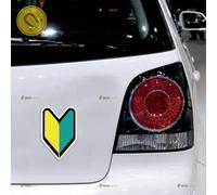 Wakaba Leaf Car Magnet New Driver JDM Shoshinsha Mark Magnetic Sticker Decal - 2 Pack Reflective 12.7cm - for Auto Truck Van Reusable Waterproof