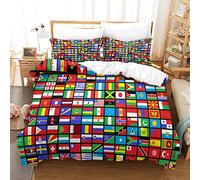 WAKAIP World Countries Flag Duvet Cover 3D Bedding Sets,Decorative Soft Microfiber Teens Adults Comforter Cover,Flag Icon Quilt Cover with Zipper Double（200x200cm）
