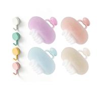 WAKALALA Upgraded 2-in-1 Bath Sponge, Dual-Mount Suction & Adhesive Hook Solution, Soft Honeycomb Foam & Mesh, 4.3 Inch XL, Shower Scrubber Set for Body Exfoliating, 4 Pack