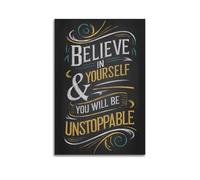 WAKALEMON Believe In Yourself You Will Be Unstoppable Motivational Poster Inspired Quote Wall Art Decorative Canvas Posters for Bedroom Living Room12x18inch(30x45cm) Unframe-style-1