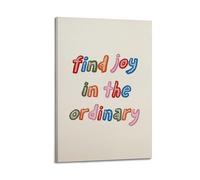 WAKALEMON Find Joy In The Ordinary, Retroposter Positieve AffirmatiesPoster, Motivational Wall Art, Inspirational Quotes Canvas Posters for Bedroom Living Room Decor 12x18inch(30x45cm) Frame-style-1