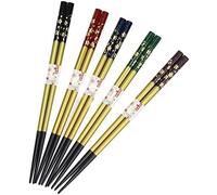 Wakasa Lacquer Korin Gold Dancing Sakura Dry Lacquer Finish 5 Pairs Dishwasher Safe Chopsticks Set Non-Slip Made in Japan