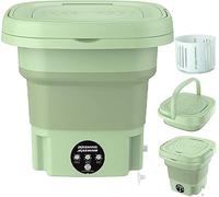 Wakatipu Foldable Washing Machine, 8L High Capacity Mini Washer, with 3 Modes Deep Cleaning,Half Automatic Small Washer for Baby Clothes Underwear or Small Items,RV Travel laundry(Green)