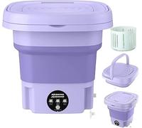 Wakatipu Foldable Washing Machine, 8L High Capacity Mini Washer, with 3 Modes Deep Cleaning,Half Automatic Small Washer for Baby Clothes Underwear or Small Items,RV Travel laundry (Purple)