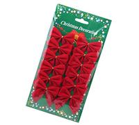 Wakauto 12pcs Christmas Tree Hanging Decorations Sweet Ribbon Bows Mini Bowknot Craft Xmas Ornament (Red)